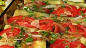 Мясо по-французски с баклажанами