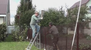 Соседей так и не дождался// Ставлю временный забор как купил