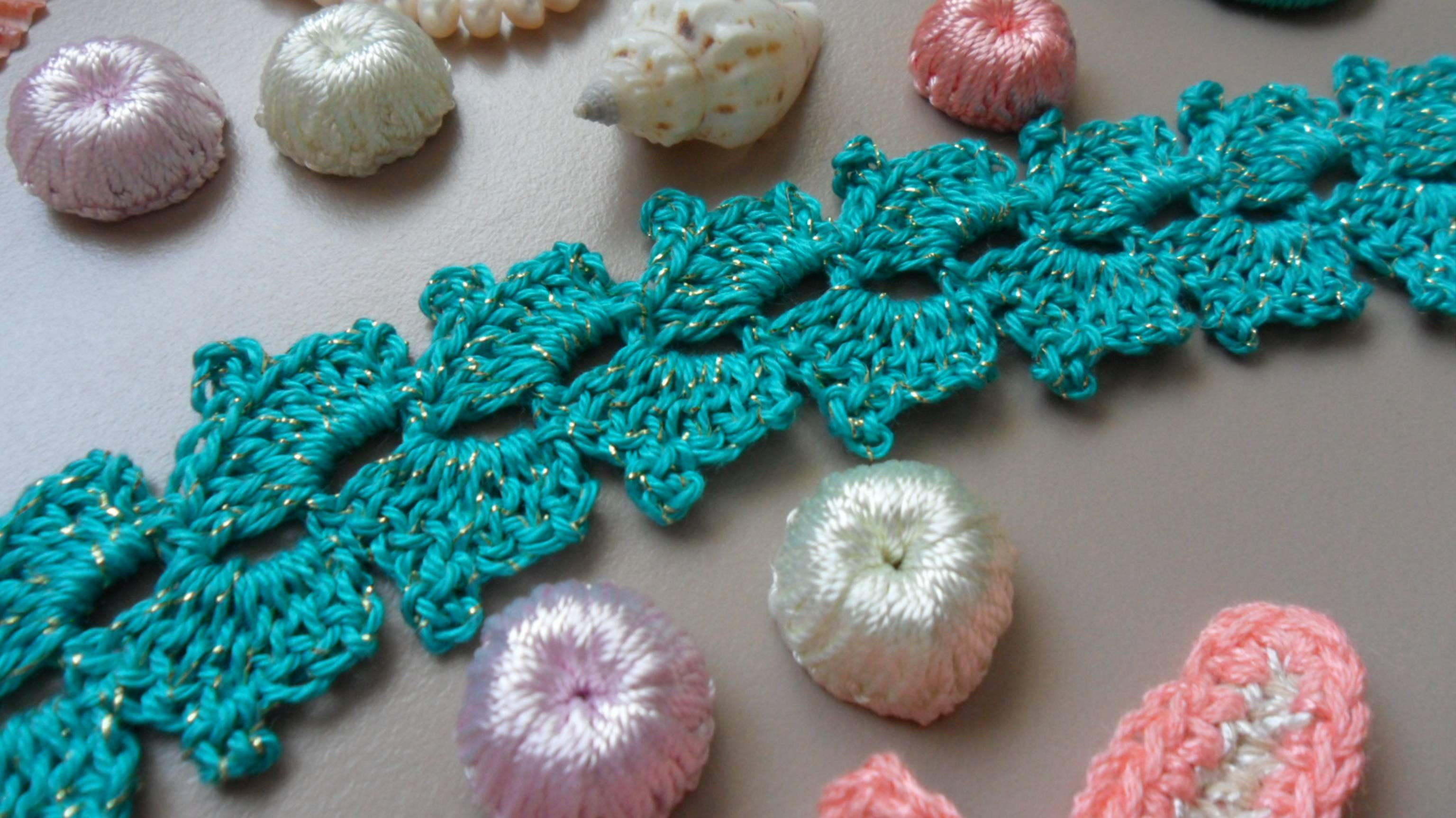 Вязание крючком - Ленточное кружево 🌊🌊🌊"БИРЮЗОВАЯ ВОЛНА"