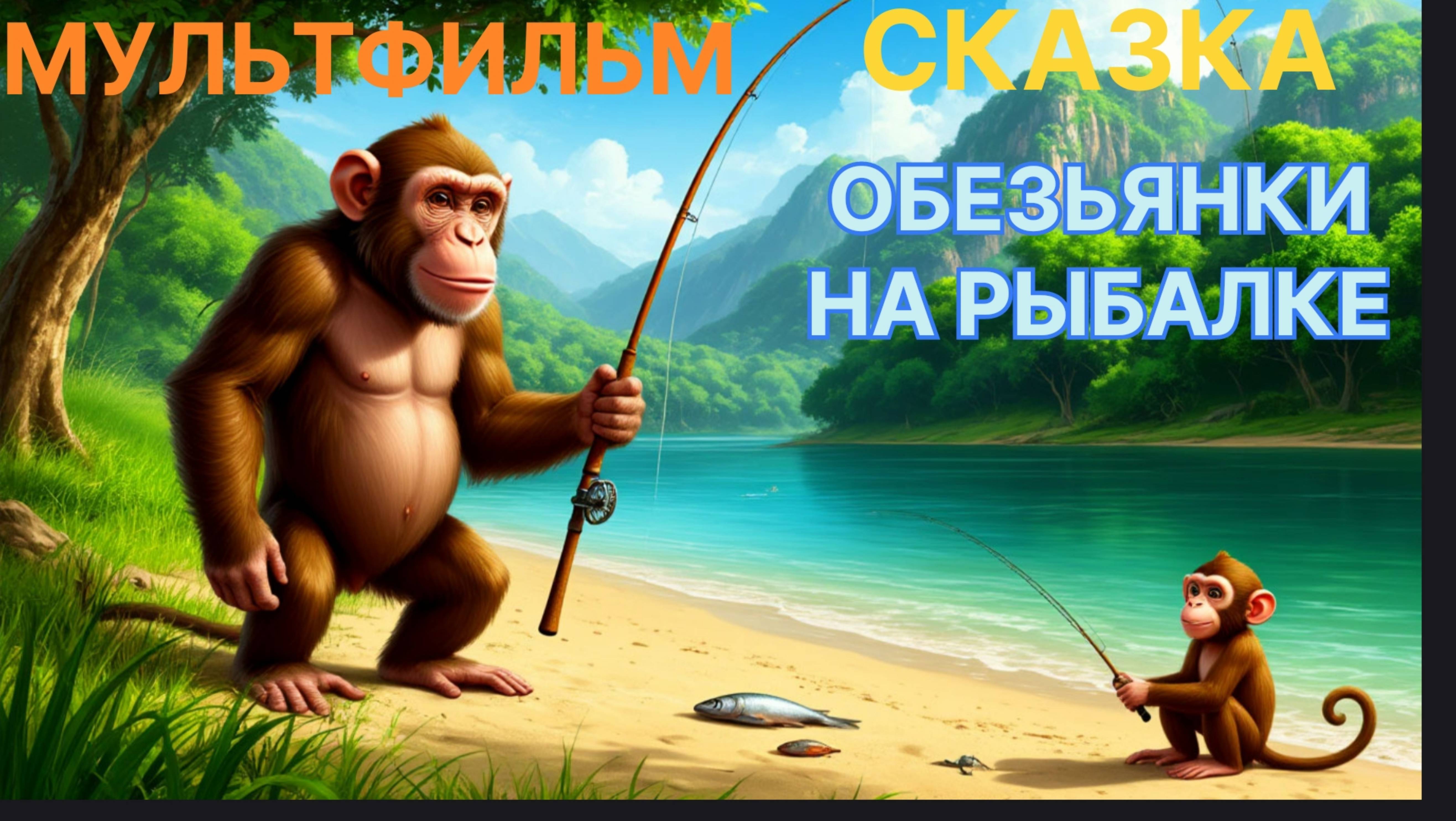 Мультфильм Сказка для детей Обезьянки на рыбалке Развивающая познавательная для малышей
