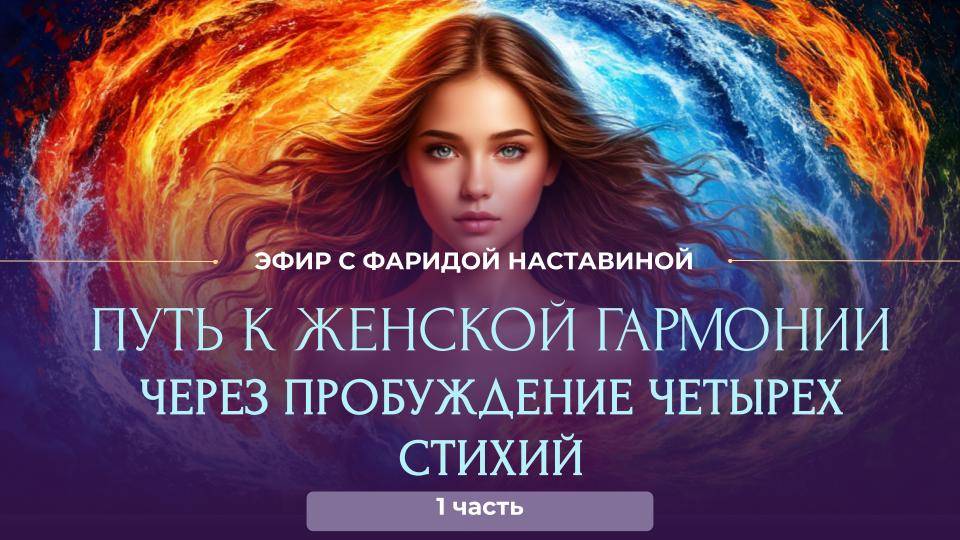 ЭФИР С ФАРИДОЙ НАСТАВИНОЙ ПУТЬ К ЖЕНСКОЙ ГАРМОНИИ ЧЕРЕЗ ПРОБУЖДЕНИЕ ЧЕТЫРЕХ СТИХИЙ