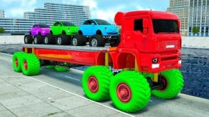 Гигантский грузовик, перевозящий автомобили 🚒 🚔 АВТОМОБИЛИ и МОТОЦИКЛЫ с грузовиком-МОНСТРОМ и пол