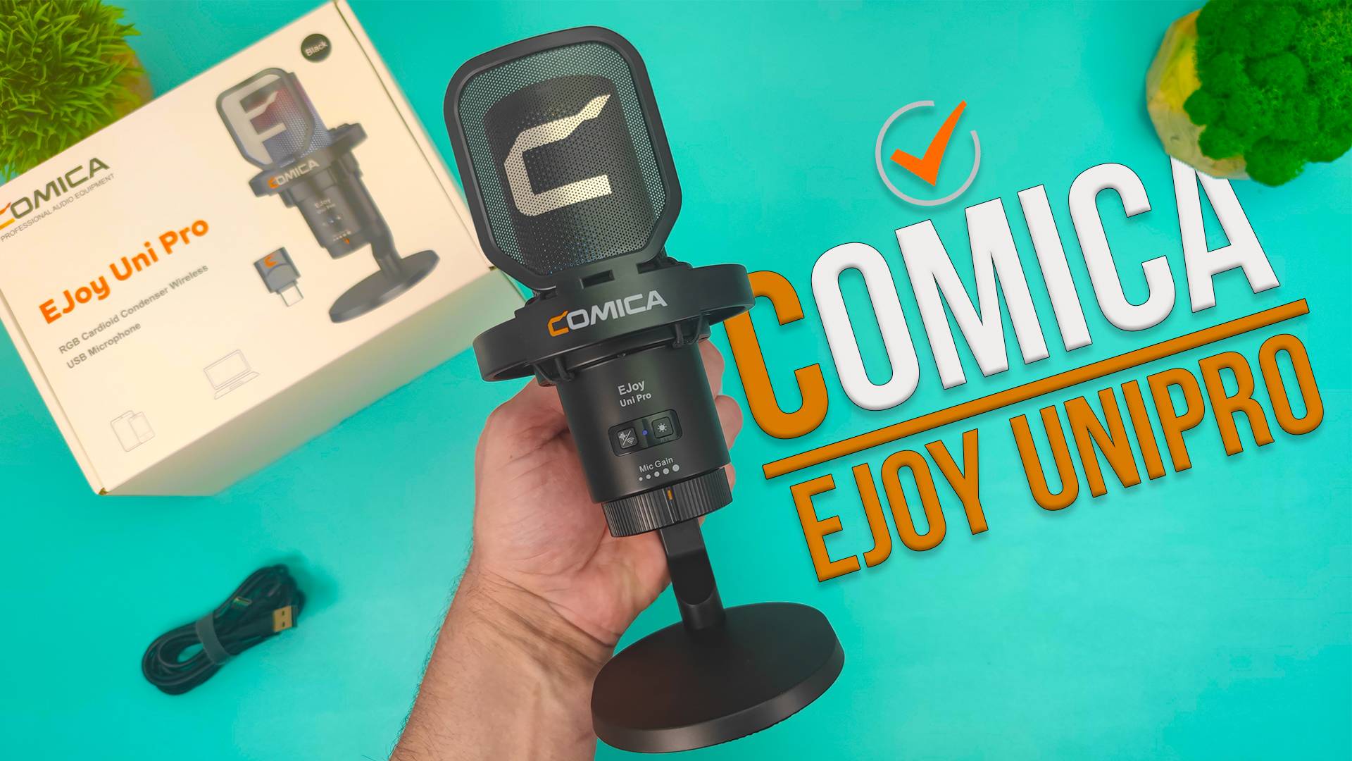 Comica EJoy Uni Pro - БЕСПРОВОДНОЙ Настольный Микрофон с RGB Подсветкой и Шумодавом за КОПЕЙКИ !