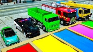 Эвакуатор, пожарная машина, КАМАЗ, полицейская машина, Кевин-Большие колеса 🚒 🚔