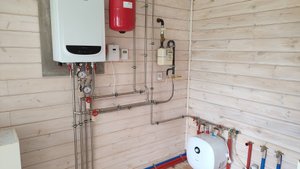 Сантехника в доме- отопление, вода, канализация, колодец. Обвязка котла через бойлер.