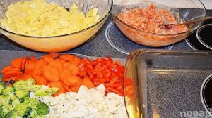 Красная рыба с овощами в духовке