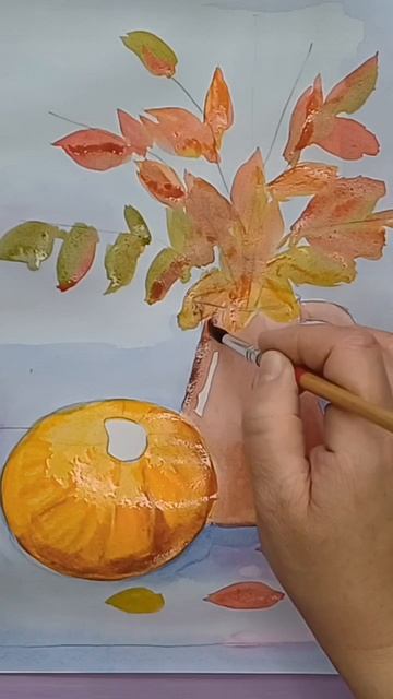 Рисуем осенний натюрморт с тыквой.