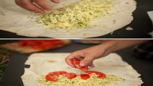 Лаваш с адыгейским сыром и зеленью