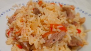 Филе индейки тушеное с рисом