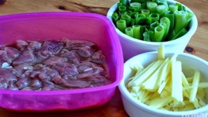 Мясо с имбирем и зеленым луком