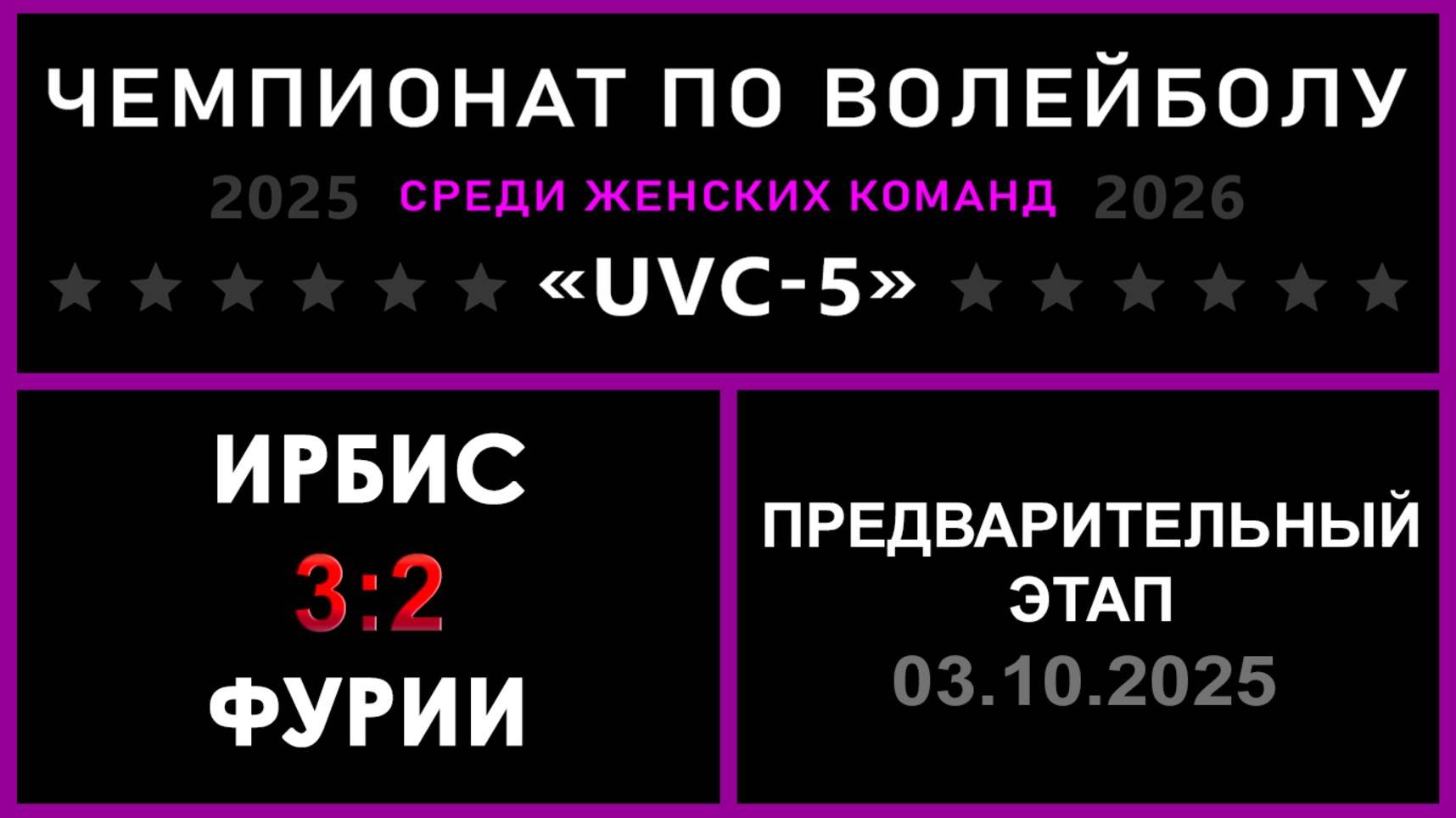 ИРБИС - Фурии, UVC-5 (Девушки) - Предварительный этап