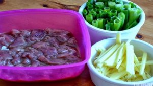 Мясо с имбирем и зеленым луком