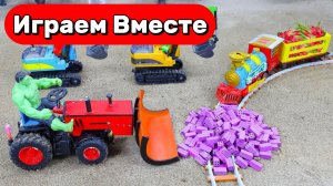 СУПЕРГЕРОИ ИГРАЮТ В ИГРУШЕЧНЫЕ МАШИНКИ НА ФЕРМЕ 🦖 МУЛЬТИКИ ПРО МАШИНКИ ДЛЯ ДЕТЕЙ