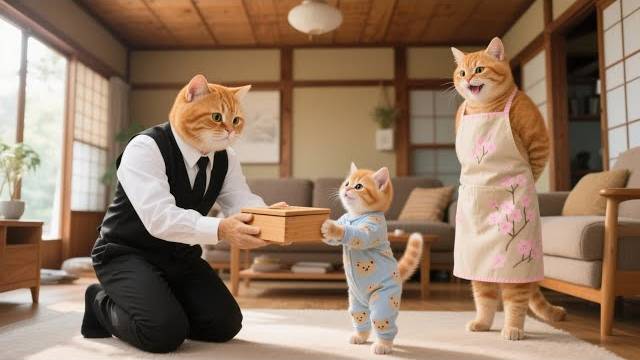 ПАПА КОТ УЕХАЛ ОТ СЕМЬИ ИЗ ЗА РАБОТЫ И ВЕРНУЛСЯ С УДИВИТЕЛЬНЫМ ПОДАРКОМ ДЛЯ КОТЁНКА смотреть онлайн