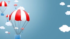 Детский футаж Цветные парашюты в небе