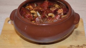 Мясо с грибами и сыром в духовке