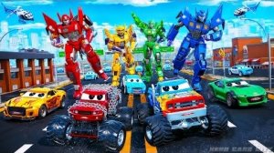 Автомобили-герои-трансформеры спасают город от нападения злых роботов | 🚨 Эпическая полицейская пог