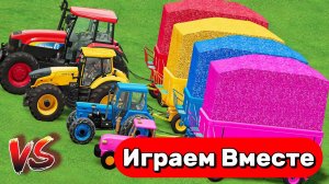 ГОНКА РАЗНОЦВЕТНЫХ ТРАКТОРОВ НА ФЕРМЕ 🚜🚜🚜 МУЛЬТИКИ ПРО МАШИНКИ ДЛЯ ДЕТЕЙ