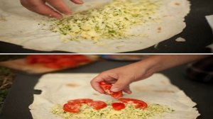 Лаваш с адыгейским сыром и зеленью