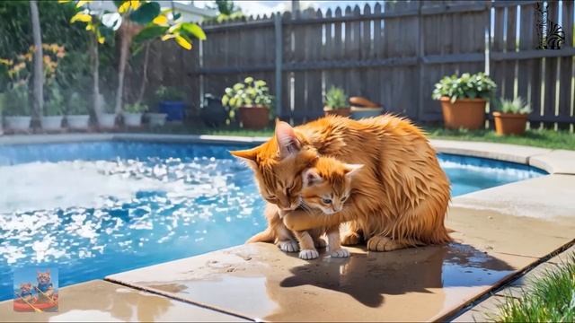 Мультик про кошку и котенка - Кошка с котёнком готовят гамбургеры, чтобы поехать в аквапарк летом