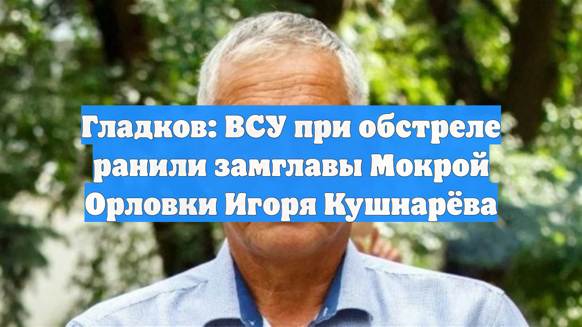 Гладков: ВСУ при обстреле ранили замглавы Мокрой Орловки Игоря Кушнарёва