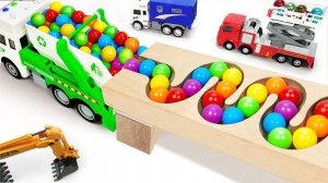 Для детей игры. Гонка шариков волновой склон. Экскаватор, Мусоровоз, Самосвал, Скорая помощь