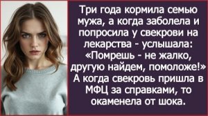 ИСТОРИИ ИЗ ЖИЗНИ/Три года кормила семью мужа, а когда заболела/Рассказ жизненный