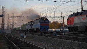 Тепловоз 2ТЭ116У-0025. Резвое дымное отправление.