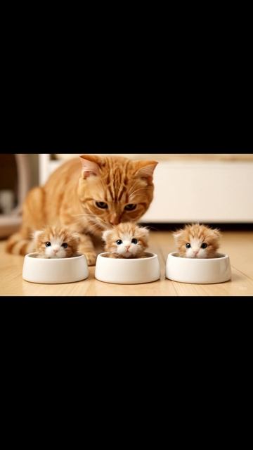 Кошка-мама кормит котят ужином 🍼 Самая заботливая мама | Cat Mom Dinner Time #shorts #cute