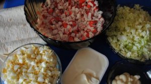 Лаваш с крабовыми палочками и плавленым сыром