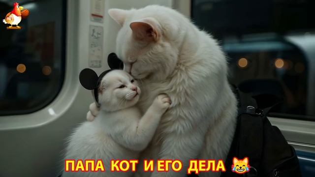 Папа Кот и его повседневные дела и заботы по воспитанию ребенка Котенка 😹 Юмор 😂 выпуск (6)