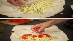 Лаваш с адыгейским сыром и зеленью