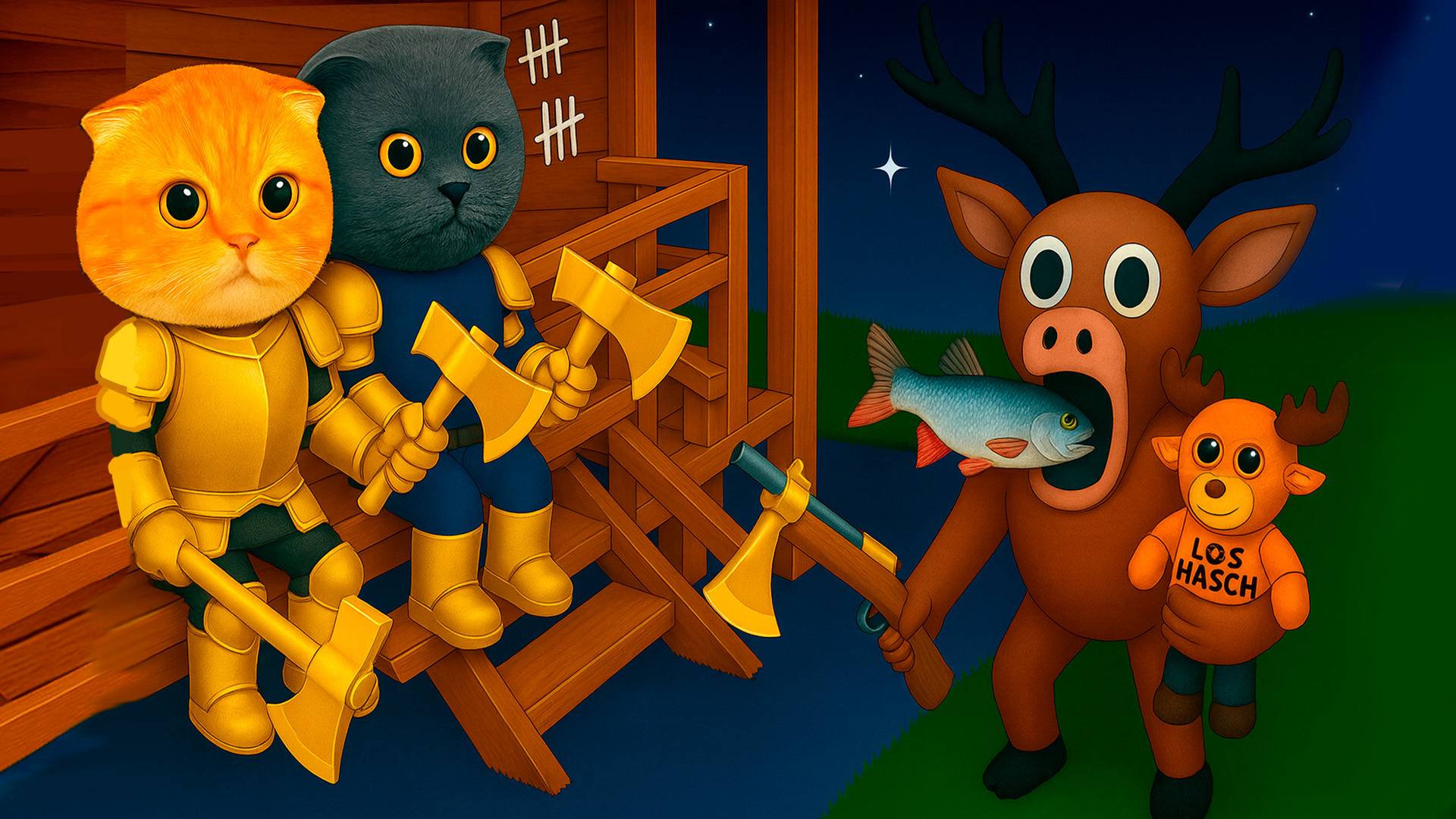 Мы сделали золотые доспехи и топоры в Роблокс в 99 ночей в лесу смотреть онлайн