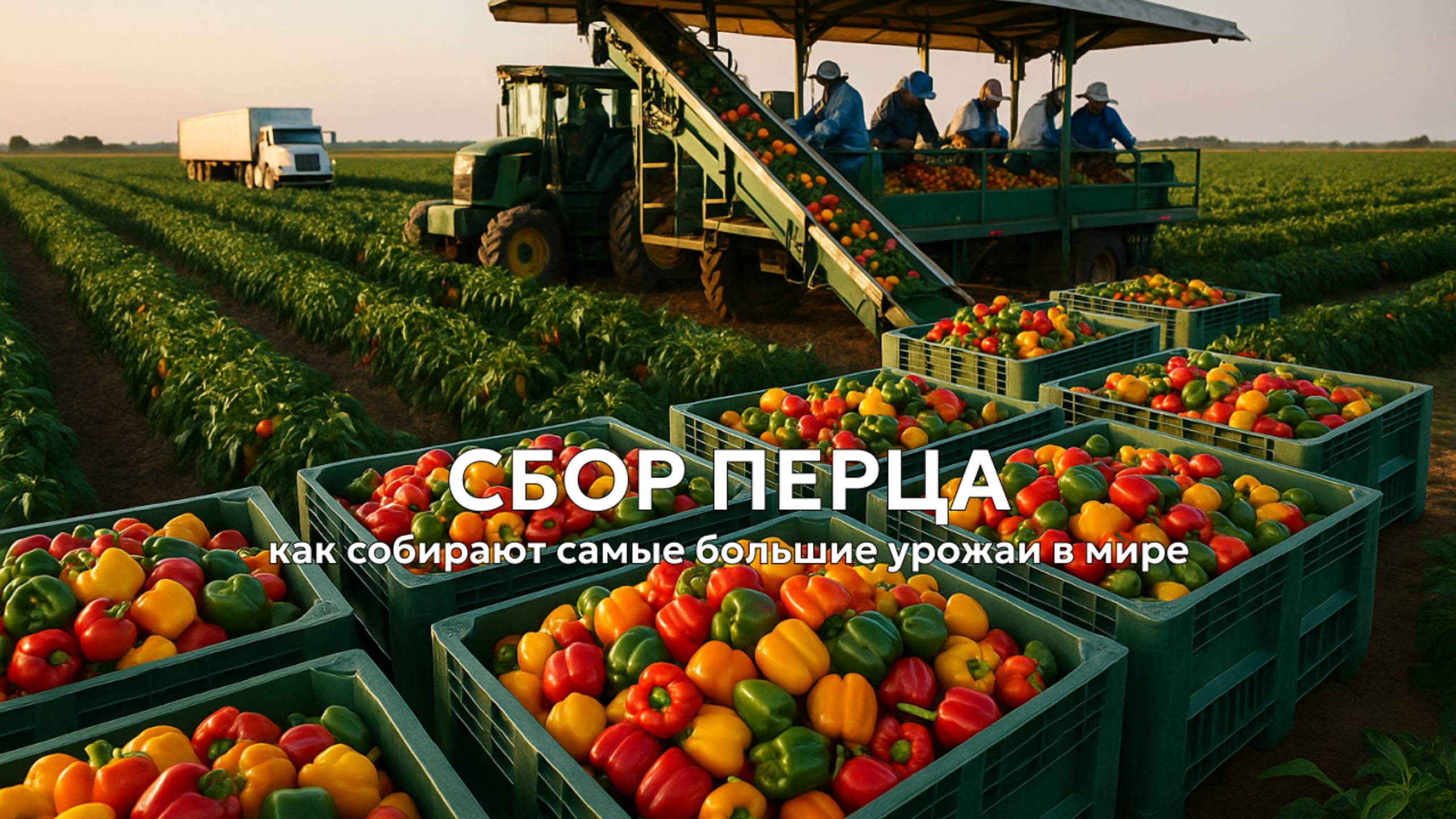 Как фермеры ежедневно собирают миллионы разноцветных болгарских перцев с помощью машин