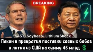 Пекин в одночасье прекратил поставки соевых бобов и лития из США на сумму 45 млрд💲