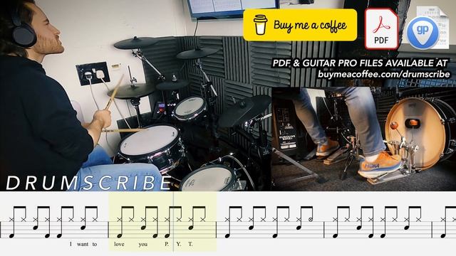 P.Y.T. (Pretty Young Thing) - Michael Jackson _ DRUM SCORE Sheet Music _ #250 DRUMSCRIBE