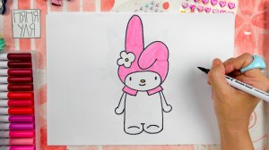 как нарисовать my melody hello kitty