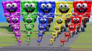 Большой и маленький: Красный против желтого, Синий против зеленого, розовый, Губка Боб на мотоцикле