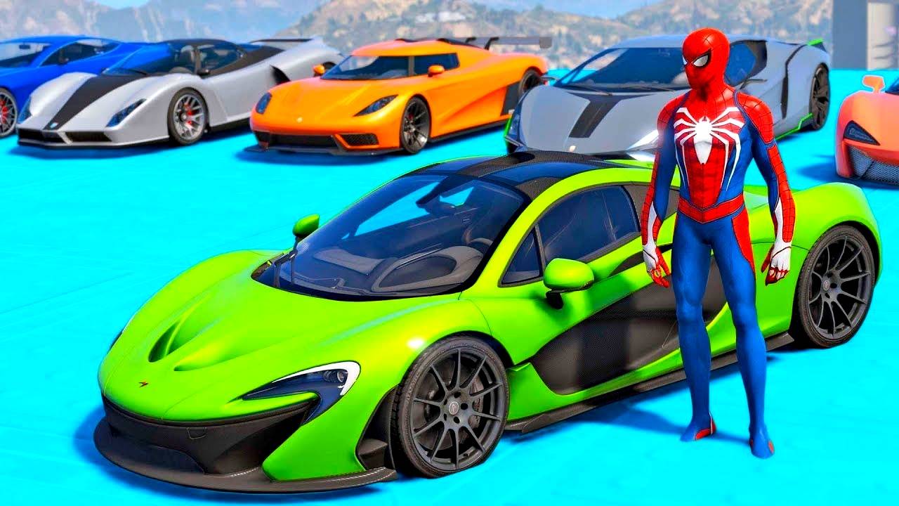 Спортивные машинки для детей. Человек-паук для детей. Мультики про машинки. Мультфильм для детей.