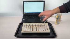 Видео заливки жидкостью и промывки клавиатуры POScenter S67B