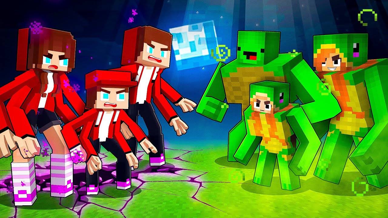 Семейка Джей Джей ЭНДЕРМАН против семейки ЗОМБИ Майки-Майнкрафт анимация