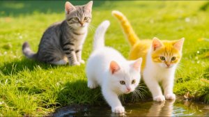 😹Маленькие Котятки идут к воде чтобы помыть лапки🔥