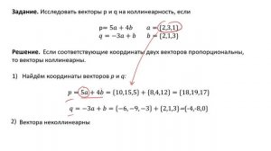 Проверка векторов на коллинеарность через координаты (РЗ 2.4)