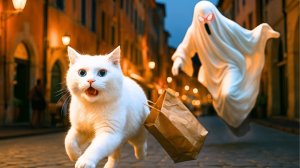 Мультики для детей. Котики спасаются от приведения, мультфильм детский