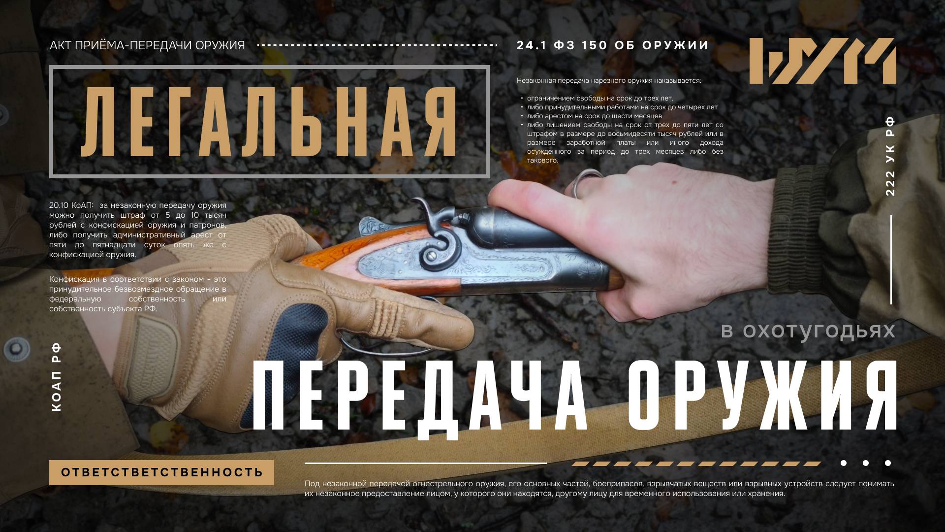 Легальная передача оружия в соответствии с законом об оружии ФЗ 150