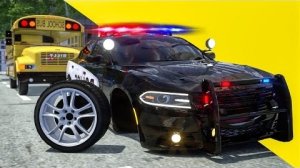 Полицейская машина и школьный автобус - АВТОМОБИЛИ и МОТОЦИКЛЫ с грузовиком-МОНСТРОМ и полицейской м