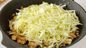 Макароны с капустой и курицей