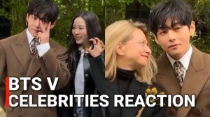 Тэхён из BTS на показе мод Селин и реакция знаменитостей на него V 뷔 Paris Fashion Show 2025