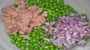 Макароны с тунцом и горошком