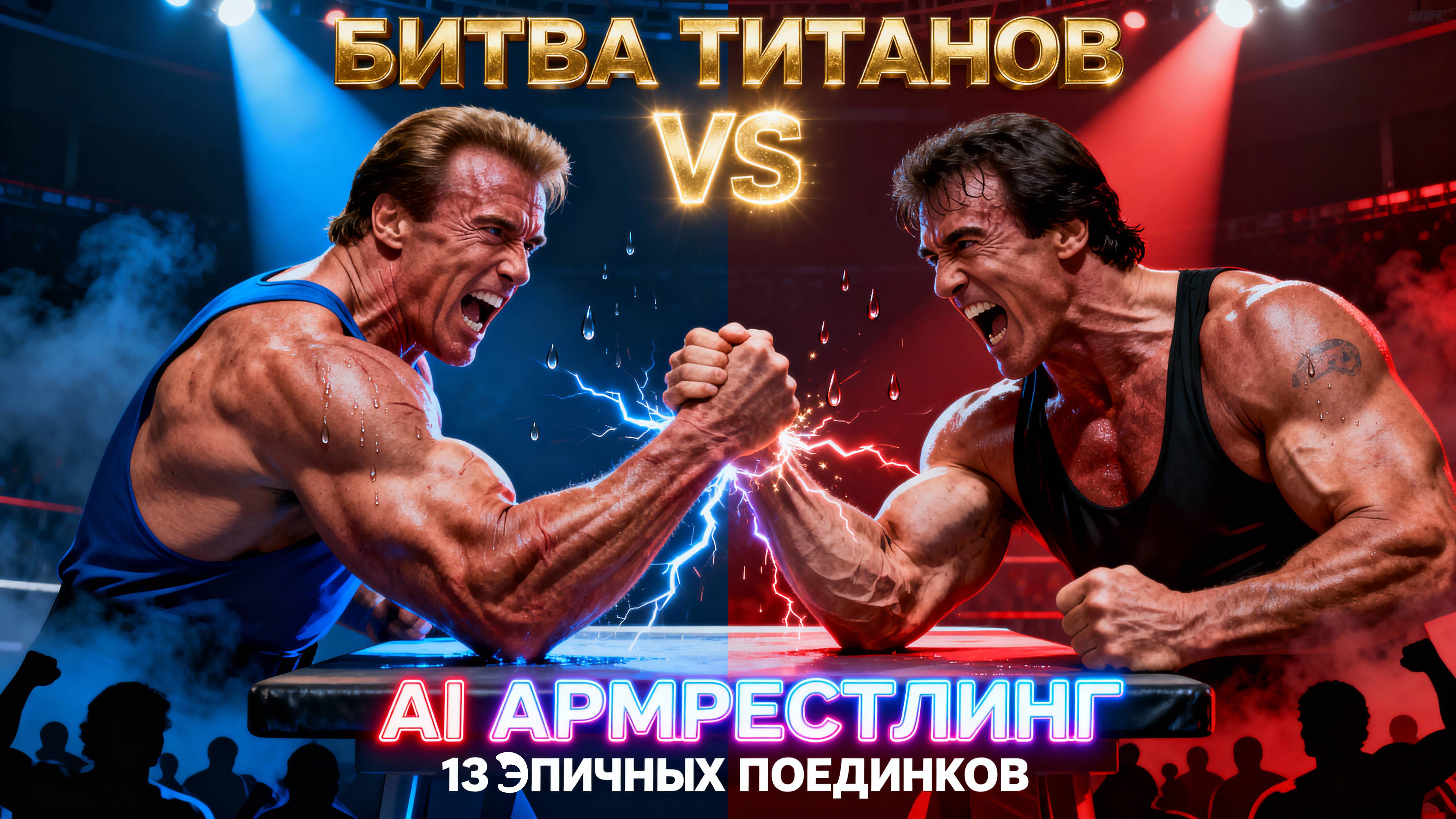 AI АРМРЕСТЛИНГ — Арнольд Vs Сталлоне, Брюс Ли Vs Чак Норрис и ЕЩЁ 11 БОЁВ! 🤖🔥